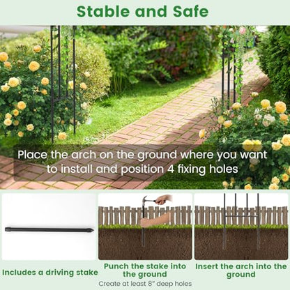 Giantex Garden Arch Trellis, 60''W x 95''H Metal Arbor for Climbing Plants - size: 60"W x 95"H