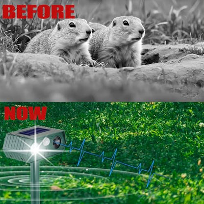 Cat Repellent Outdoor,Solar Animal Repellent Outdoor, Deer, Squirrel, Mouse Ultrasonic Repellent Etc,Devices Motion Detection Waterproof with LED Flash Lights for Yard Farm Garden (4)