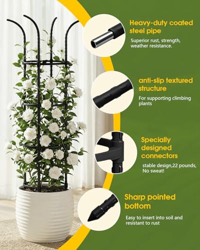 2 Pack 6.2ft High Adjustable Garden Trellis for Climbing Plants, Black