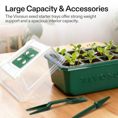 VIVOSUN 12-Pack Seed Starter Trays, 144-Cell Starter Kit with Humidity Dome - size: 12-Pack 144-Cell, style: Trays