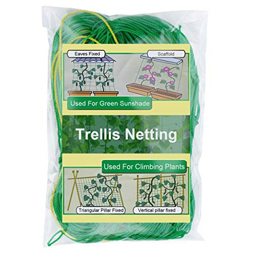 Pack of 2 Cucumber Tomato Trellis Netting, Heavy Duty Garden Netting for Climbing Plants Support, Pea, Grape, Bean, Fruit, Vegetables - 4" Mesh Size, 3Ft x 6Ft