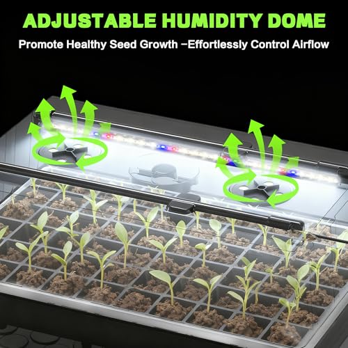 120-Cell Self-Watering Seed Starter Tray with Grow Lights, Upgraded 1–24H Timer, Seed Trays with Humidity Dome, Indoor Gardening System, Starter Kit for Seeds, Plant Germination - size: 120 cell