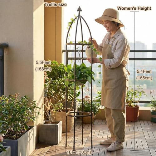 Garden Obelisk Trellis 100% Metal Heavy Duty 5.5 ft for Climbing Vines - color: Bronze, size: medium