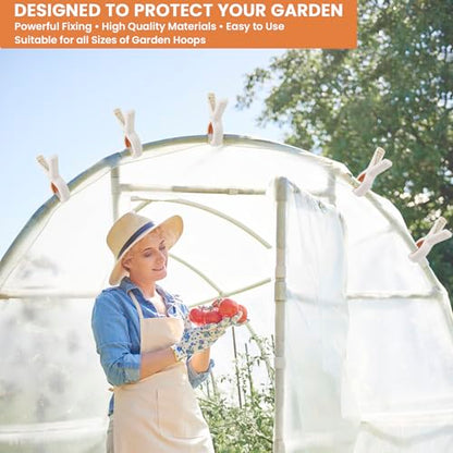 32 PCS 3.7'' Garden Clips Greenhouse Clamps - Large Greenhouse Clips, Heavy Duty Clip for Plant Cover & Shade Cloth on Garden Hoop, Large Open Strong Grip Clamps for Plant Support Netting Cover Film