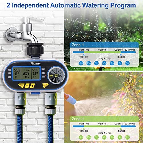Sprinkler Water Timer with Rain Delay Function for Garden Hose - color: 2 Outlet Sprinkler Timer