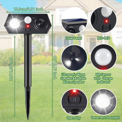 Solar Deer Repellent Outdoor, Motion Activated Animal Deterrent, 4 Pack