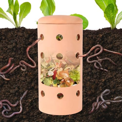 Underground Worm Farm 10 * 4.13 * 4.13Inch Garden Composting bin Ceramics Outdoor Gardening Compost Bin with Holes and Lid Clay for Vegetable Backyard Compost Bin Outdoor - style: 1pcs：10*4.13*4.13Inch