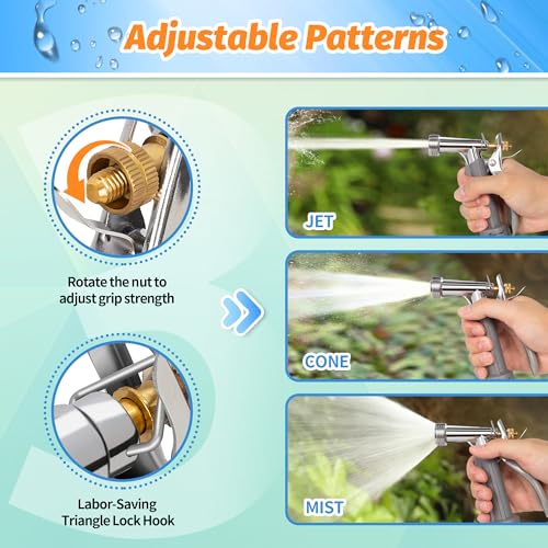 AUTOMAN Full Size Garden Hose Nozzle, High Pressure Pistol Grip Water Nozzle Sprayer with Threaded Front, Adjustable Spray Water Flow for Washing Car, Cleaning Ground, Watering Plants, Showering Pets - size: 1 Pack, style: Zinc Alloy+TPR
