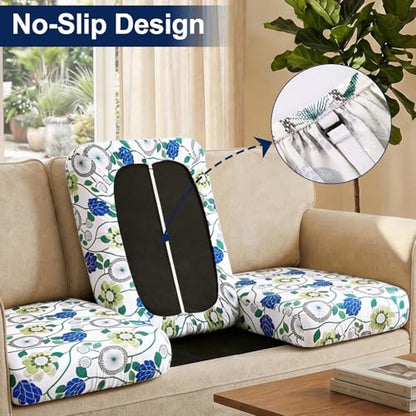 Smiry Waterproof Patio Cushion Covers, Stretch Outdoor Furniture Covers - color: Light Green, size: 14PCS