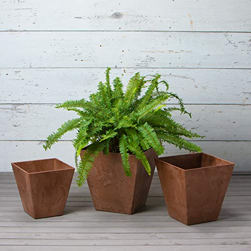 Novelty Artstone 35069 Ella Square Planter, Rust 6" - color: Rust, size: 6"