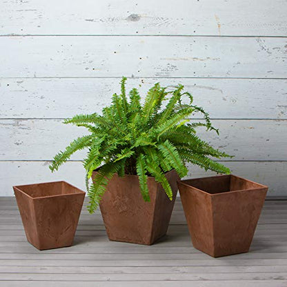 Novelty Artstone 35069 Ella Square Planter, Rust 6" - color: Rust, size: 6"