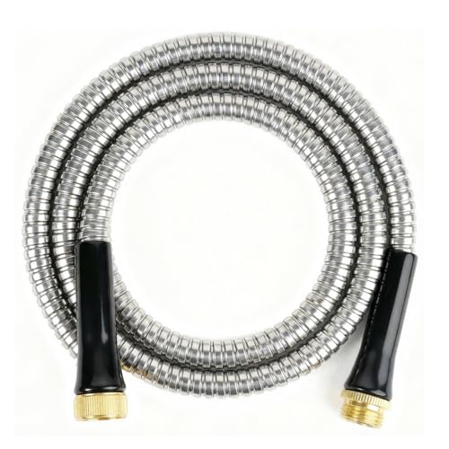 SheeChung Short Garden Hose 6ft x 5/8",Metal Garden Hose for Hose Reel Faucet,Heavy Duty 304 Stainless Steel Metal Leader Hose,Lightweight & Leakproof Water Hose for Outdoor,Yard,Lawn,Male to Female - size: 6FT-Male to Female