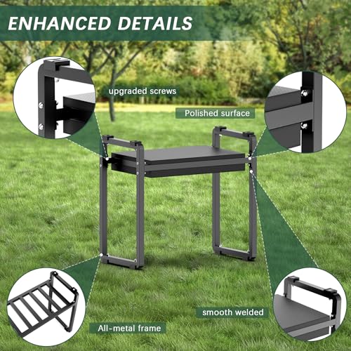 Garden Kneeler and Seat, 10.2" Wider Heavy Duty Thick for Kneeling and Seat - color: Black
