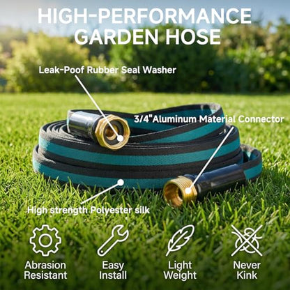 75FT Lightweight Garden Hose – Kink-Resistant, Flexible, High-Pressure Hose for Outdoor Watering, Lawn Care, Garden, and Car Cleaning