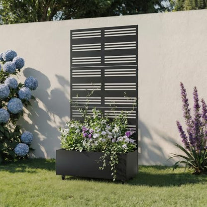 Metal Raised Garden Bed with Trellis and Wheels, 71"x35"x16" (Black-Harold) - color: Black-harold, size: 71"x35"x16"