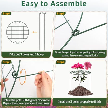 6 Pack 12 x 16 Inch Peony Cages and Supports for Outdoor Plants - size: 6pack/12 X 16 inch