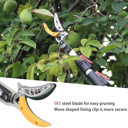 xixi-home 4.2-7.2 Ft Cut and Hold Pruning Trimmer,2 Sections Extendable Tree Pruner Lightweight Tree Trimmers,Long Reach Pole Saw Pruning Shears Telescoping Fruit Picker（with Spare Blade Head） - size: 1.3-2.2m -2