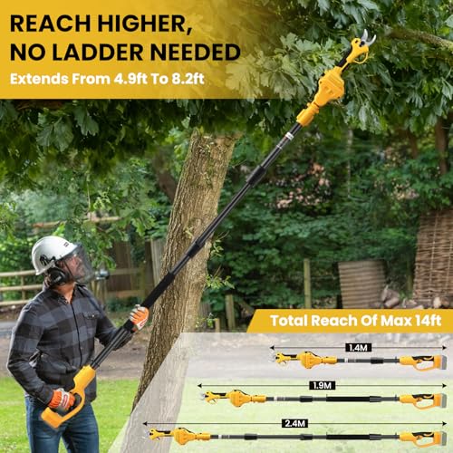 2-in-1 Cordless Pole Pruning Shears for Dewalt 20V Battery (No Battery) - style: 2 in 1 Yellow for DeWalt 20V