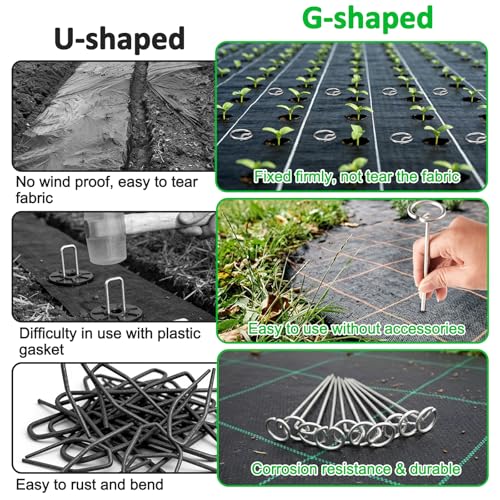 100 Pcs 6-Inch Heavy Duty Landscape Staples - Thickened G-Shaped Galvanized Steel Pins, Rust-Resistant for Weed Barrier Fabric, Erosion Control, Ground Cover & All Landscaping Projects - size: 6 in 100 PCS