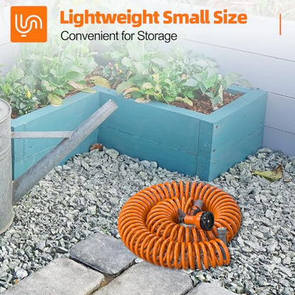 SPECILITE 3/8" Lightweight Coil Garden Hose 75 FT, EVA Flexible Water Hose - color: Orange, size: 75FT