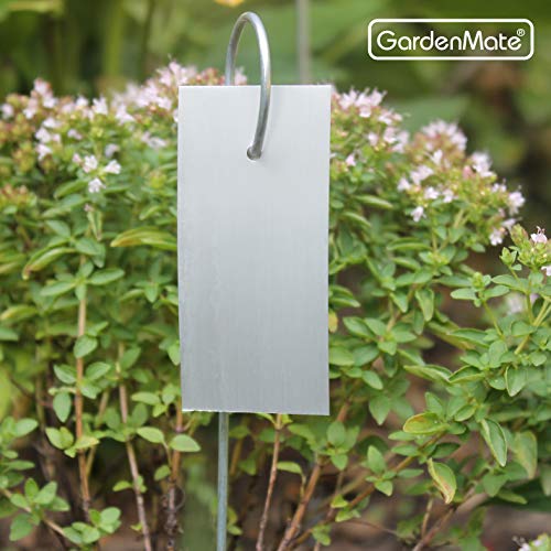 GardenMate 25-Pack Weatherproof Hook Metal Plant Labels Hanging on a Metal Rod, Height 10", Label Area 3'' x 1 3/8''