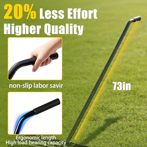 Lawn Leveling Rake, 30" x 10" Stainless Steel Head, Ergonomic Bent Handle, Level Soil & Sand, 6ft Long Handle for Yard, Garden, Sports Field - size: 30"x10"