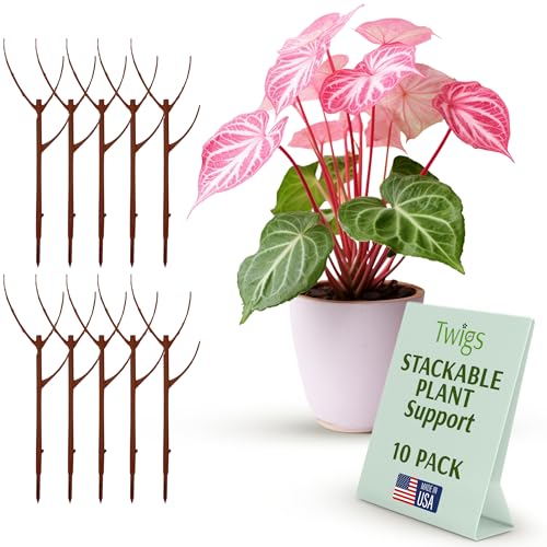 Twigs GA Stackable Plant Support Stakes, Begonia Red, 10-Pack, 17" L - color: Begonia Red, size: Stackable (10 Pack)