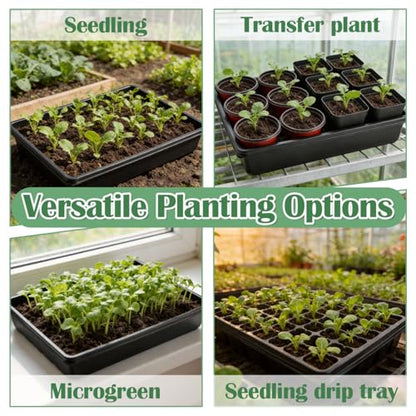 RooTrimmer 10 Pack Seed Starter Trays - Heavy Duty Plastic Flats, Fits 54 Cell Plug Tray, Seedling Tray for Carrying and Holding Plant Nursery Pot,Seed Germination & Plant Propagation (TD377) - size: 54 Cells Bottom Tray-10P