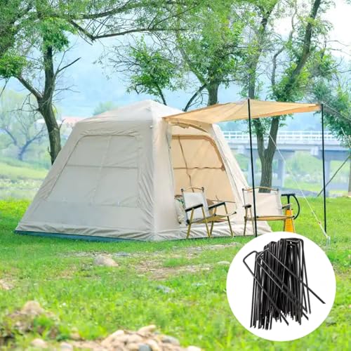 30-Pack 4 Inch 11 Gauge Black Galvanized Landscape Staples U-Shaped Anti-Rust Ground Garden Stakes Pins for Weed Barrier, Irrigation Tubing, Lawn & Tent - color: black, size: 4in