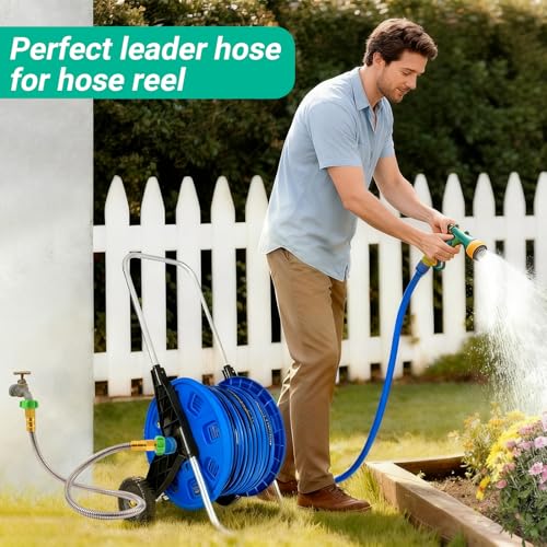 Short Metal Garden Hose with Female to Female Connector， Stainless Steel Small Leader Hose for Hose Reel, Outdoor Water Hose Extension Adapter (3 ft) - size: 3 ft