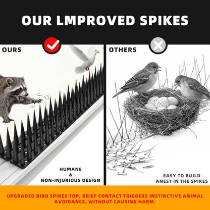Bird Spikes, 30 Pack, 41.9 FT Total Coverage, Outdoor Bird Deterrent - color: Black, size: 30 pack