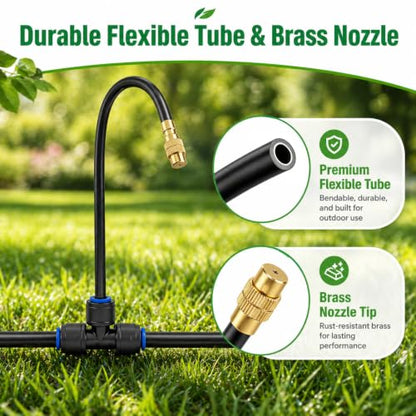 Bonviee 240FT Drip Irrigation System with Adjustable Nozzles - size: 240ft
