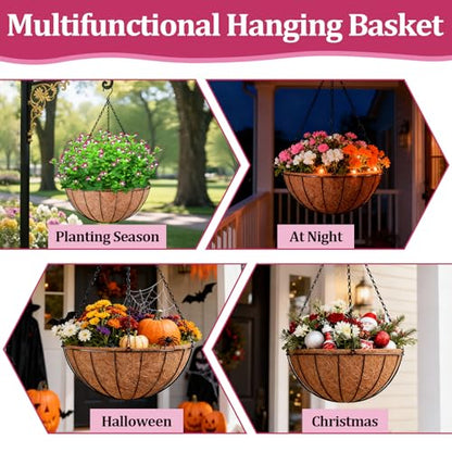 Halatool 20 Inch Large Hanging Baskets for Plants Outdoor with Coco Liner