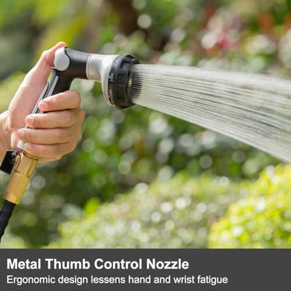 FANHAO Heavy Duty Garden Hose Nozzle, Metal Hose Sprayer Easy Thumb Control - color: Light grey