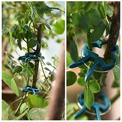 PERSZEN Plant Support Clips, 120 PCS Gentle Flower Plant Clamps for Supporting Vine Climbing Plants, Gardening Lever Loop Gripper Clips Help Stems Vines Grow Straight Upright, 2 Sizes in one Pack - size: 120