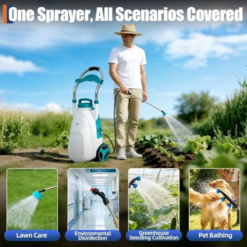 5.3 Gallon Wheeled Battery Sprayer, 12V 8Ah for Lawn & Garden - size: 5.3 Gal
