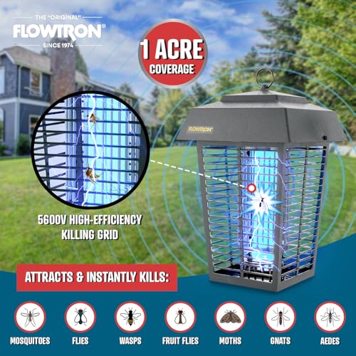 Flowtron Electric Bug Zapper, 1 Acre Outdoor, 40W UV, 5600V Zap, Grey - color: Dorado Grey