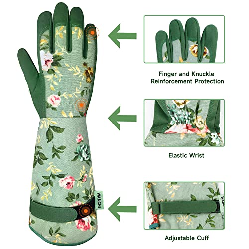 WANCHI Work Garden Gloves Women,Long Sleeve Gardening Gloves,Green Small - color: Green, size: Small (Pack of 1)
