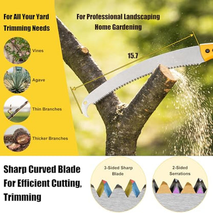Pole Saw for Tree Trimming,Lightweight 2 in 1 5FT Manual Hand Saws Tree Trimmer Pole Saw, Sharp Steel Blade, Adjustable Branch Cutter Pruner for Yard Walkway Oak Palm Fruit Pine and Fir Limbs Cutting - size: 5FT