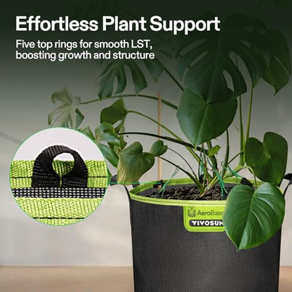VIVOSUN 6-Pack 5-Gallon AeroBase Grow Bags, Durable Mesh Fabric Plant Container with Breathable Base and Sturdy Handles, Black - size: 5 Gallons (Pack of 2)