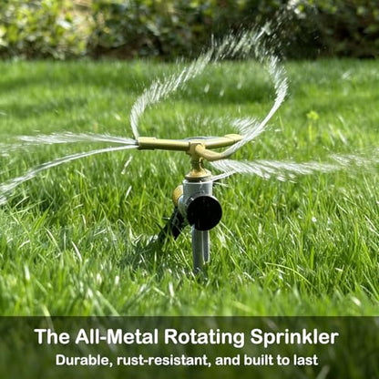 [2 Pack] 3-Arm Rotary Sprinkler Brass Nozzle Metal Spike Base - size: 2 Pack