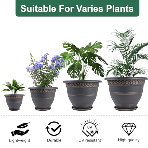 Usocik 8 Inch Plant Pots, 6 Pack, Gold Plaid - color: Gold, size: 8 Inch - 6 Pack