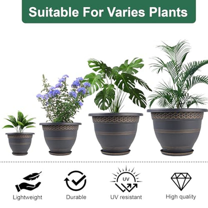 Usocik 8 Inch Plant Pots, 6 Pack, Gold Plaid - color: Gold, size: 8 Inch - 6 Pack