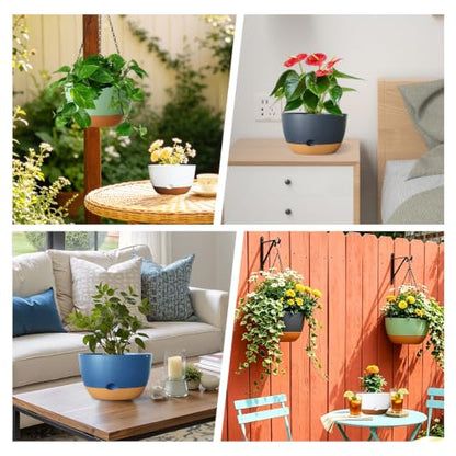 Hanging Planters, 4 Pack, Self-Watering, 7.5 Inch, Grey - color: Gray, size: 7.5 Inch