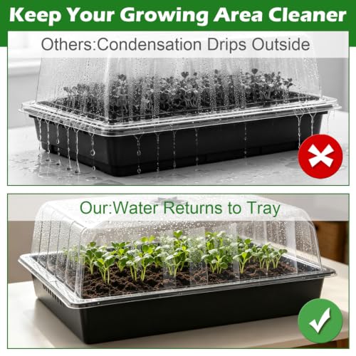8-Pack Seed Starting Trays with 4" Humidity Dome, Water-Return Design - size: 8p Trays+Domes