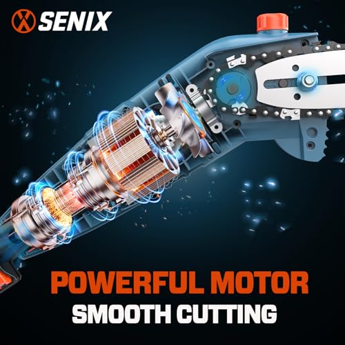SENIX CSPE6.5-M 6.5 Amp Corded Electric Pole Saw with 8-Inch Bar and Chain, Chain Saw Tree Trimmer with Adjustable Extension Pole, Shoulder Strap Included - style: 6.5A Electric Saw