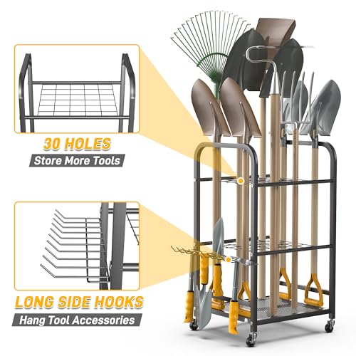 Ultrawall Garden Tool Organizer Stand, Yard Tool Storage Rack with Wheels - size: Small