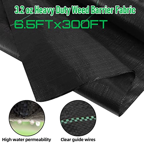 LAVEVE Heavy Duty Weed Barrier Landscape Fabric 6.5FT x 300FT - size: 6.5FT×300FT