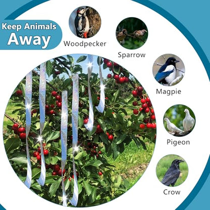 Bird Scare Tapes 500FT*2 Reflective Flash Tape for Birds, Bird Scare Device Double Side Ribbon Scare Birds Away for House, Garden, Yard, Orchard, Patio - size: 500ft*2-Flat-Packaging