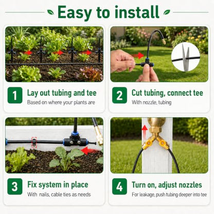Bluepro 320FT Drip Irrigation System with Brass Splitter & Copper Nozzles - size: 320FT